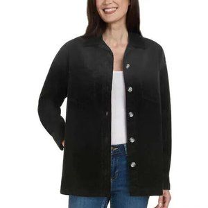 NWT Matty M Ladies Corduroy Shirt Jacket with Pocket,  BLACK